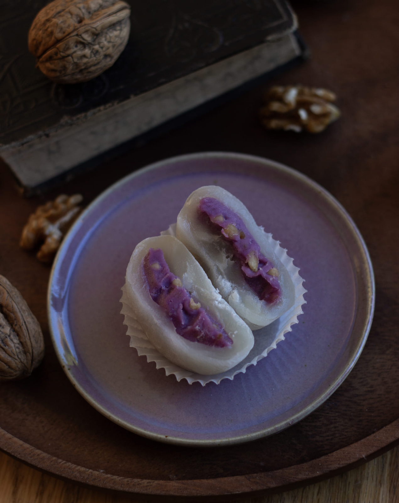 Ube et noisettes torréfiées